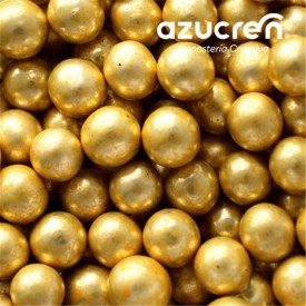 Perlas Oro Metalizadas Azucren 6 mm. 90 gramos.