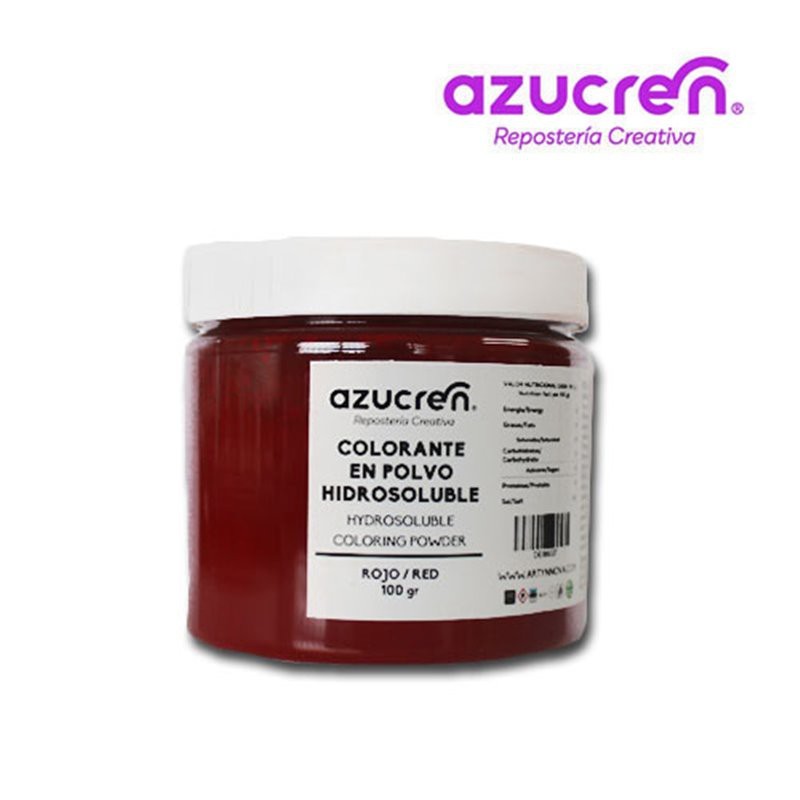 Colorante en Polvo Hidrosoluble Rojo Azucren 100 gramos.